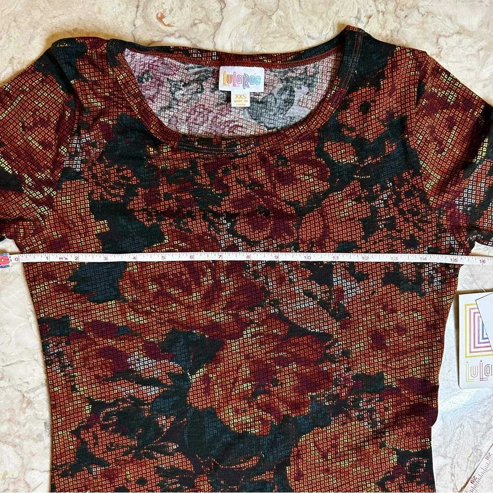 NWT LuLaRoe Julia Orange Floral Body-Con Dress Size XXS - Picture 9 of 15